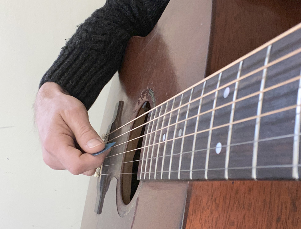 close up of guitar strings